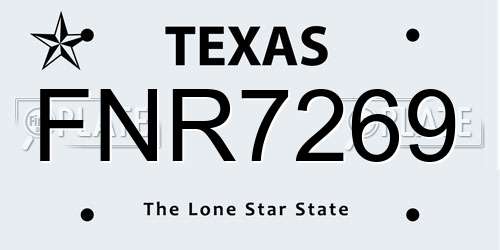 FNR7269 Texas License Plate