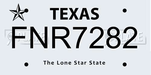 FNR7282 Texas License Plate