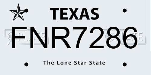 FNR7286 Texas License Plate