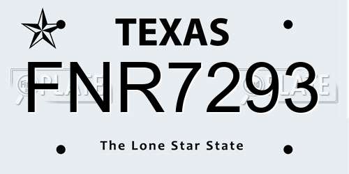 FNR7293 Texas License Plate