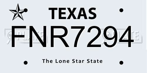 FNR7294 Texas License Plate
