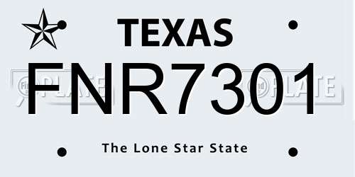 FNR7301 Texas License Plate