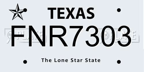 FNR7303 Texas License Plate
