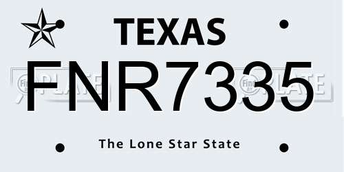 FNR7335 Texas License Plate
