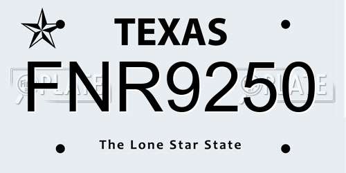 FNR9250 Texas License Plate