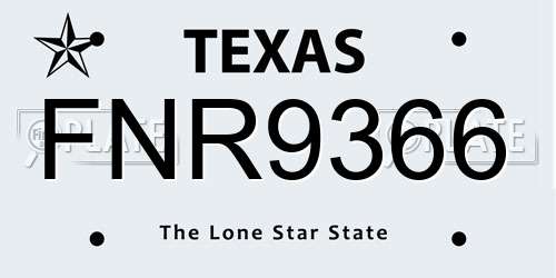 FNR9366 Texas License Plate
