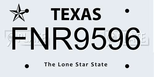 FNR9596 Texas License Plate