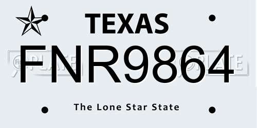 FNR9864 Texas License Plate