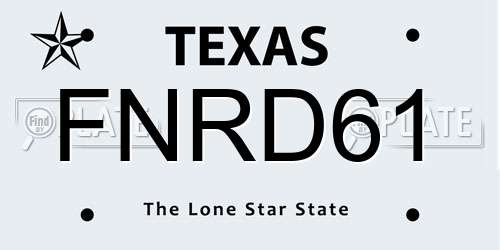 FNRD61 Texas License Plate
