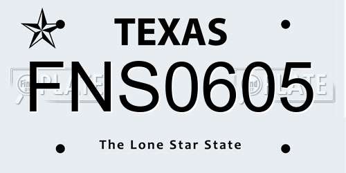 FNS0605 Texas License Plate