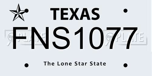 FNS1077 Texas License Plate