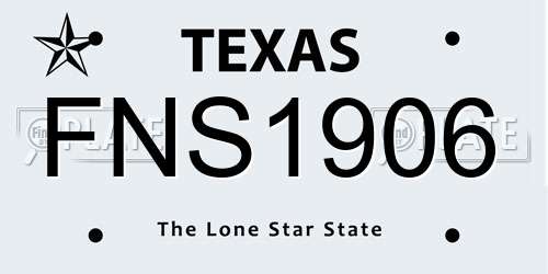 FNS1906 Texas License Plate