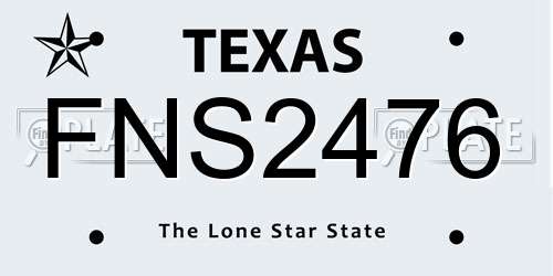 FNS2476 Texas License Plate