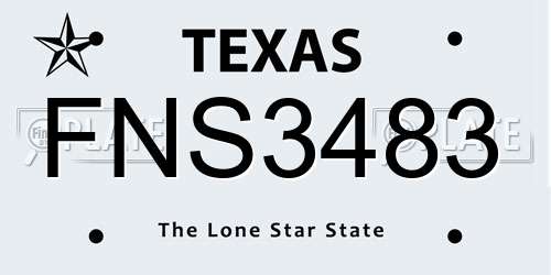 FNS3483 Texas License Plate