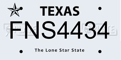 FNS4434 Texas License Plate