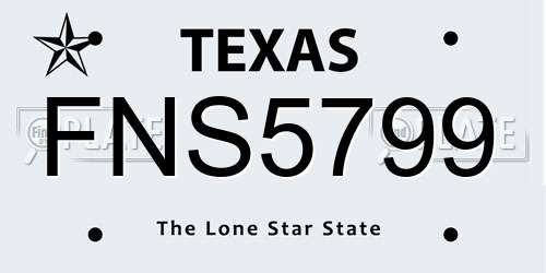 FNS5799 Texas License Plate