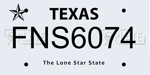 FNS6074 Texas License Plate