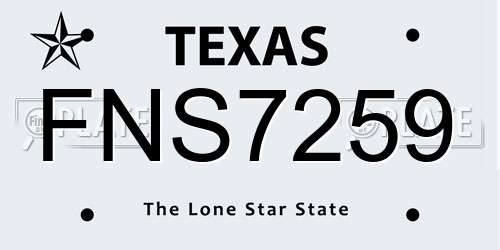 FNS7259 Texas License Plate