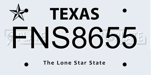 FNS8655 Texas License Plate