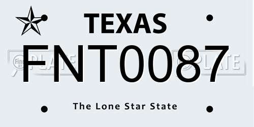 FNT0087 Texas License Plate