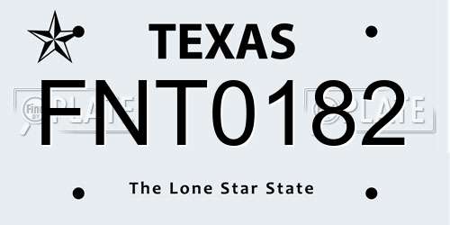 FNT0182 Texas License Plate