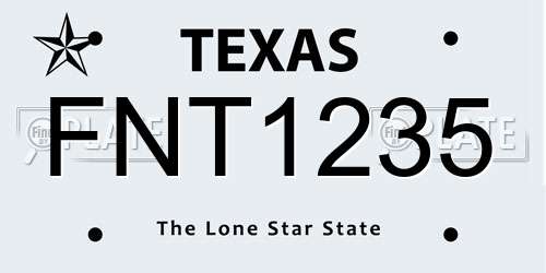 FNT1235 Texas License Plate