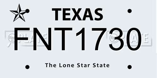 FNT1730 Texas License Plate