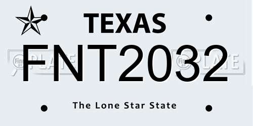 FNT2032 Texas License Plate