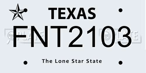 FNT2103 Texas License Plate