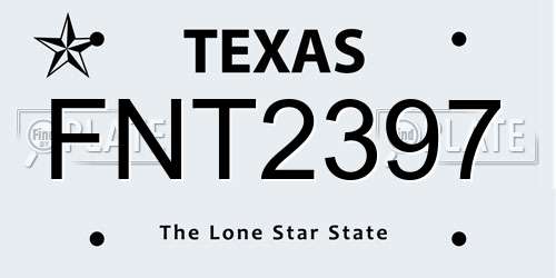FNT2397 Texas License Plate