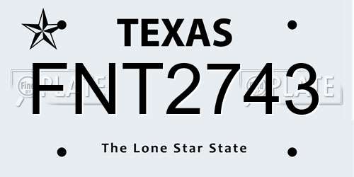 FNT2743 Texas License Plate