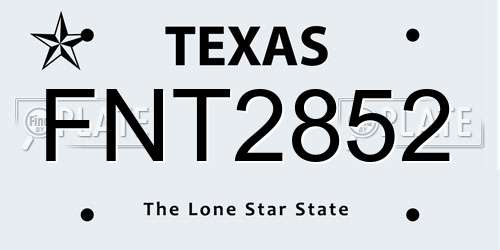 FNT2852 Texas License Plate