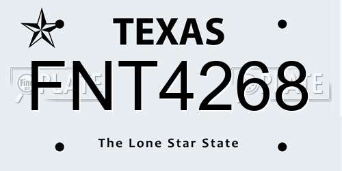 FNT4268 Texas License Plate