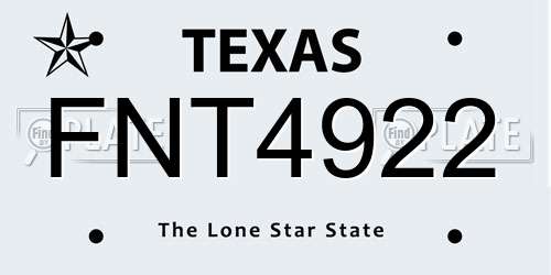 FNT4922 Texas License Plate