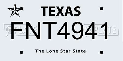 FNT4941 Texas License Plate