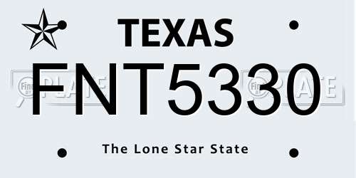 FNT5330 Texas License Plate