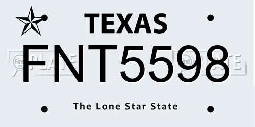 FNT5598 Texas License Plate