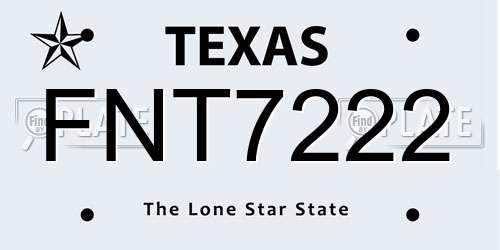 FNT7222 Texas License Plate