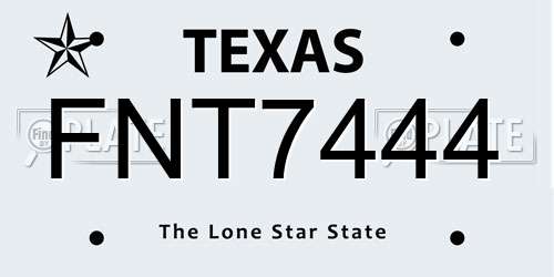 FNT7444 Texas License Plate