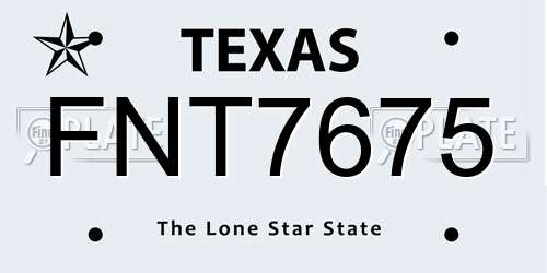 FNT7675 Texas License Plate