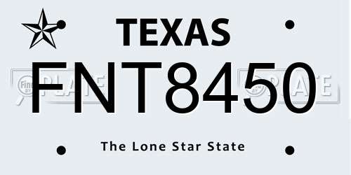 FNT8450 Texas License Plate