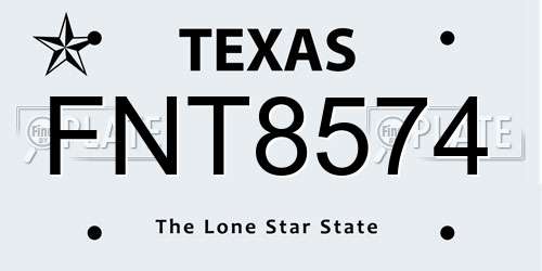 FNT8574 Texas License Plate