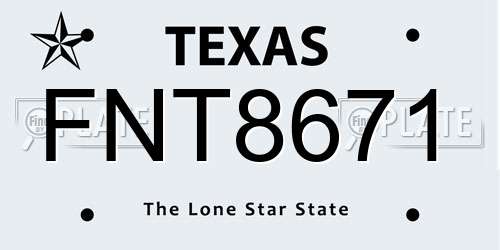 FNT8671 Texas License Plate