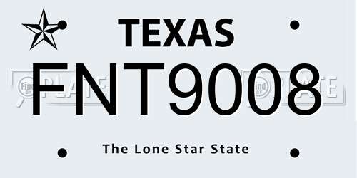 FNT9008 Texas License Plate