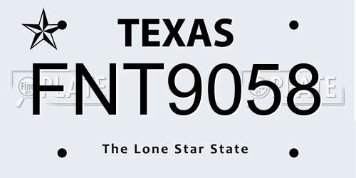 FNT9058 Texas License Plate