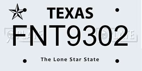FNT9302 Texas License Plate