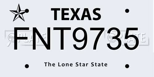 FNT9735 Texas License Plate