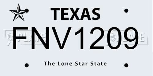 FNV1209 Texas License Plate