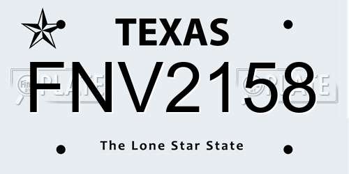 FNV2158 Texas License Plate
