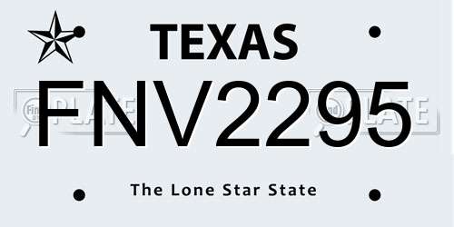 FNV2295 Texas License Plate